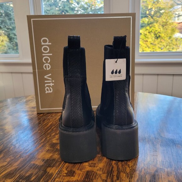 NEW Dolce Vita Hoven H2O Boots. Black Leather. Platform. Waterproof. 7. - Picture 8 of 16